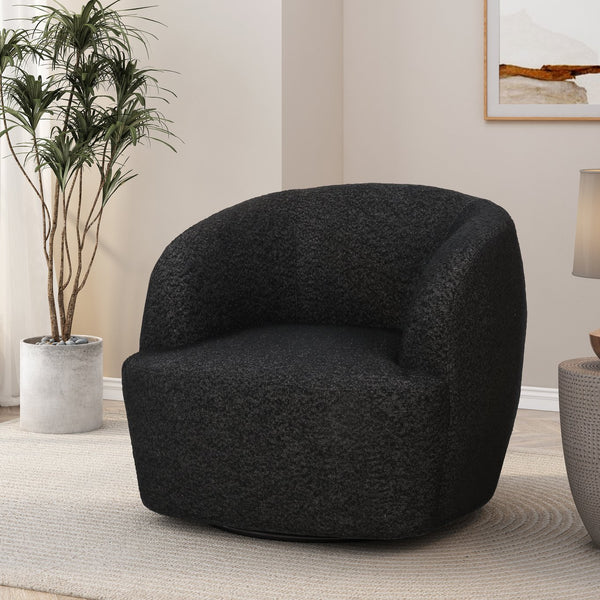 English Elm Christopher Knight Home® - Swivel Upholstered Accent Chair with Plush Fabric Comfort and 360° Rotation for Living Rooms Black 74240.00BLKBCL