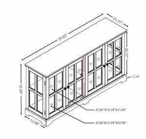 English Elm Vintage Led Curio Display Cabinet - Antique Oak Showcase With Adjustable Shelves & Bluetooth Lighting W1758P300120-GIGA