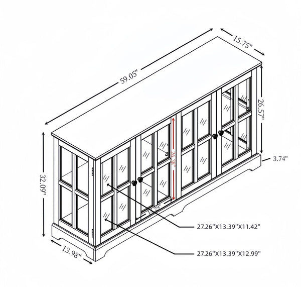 English Elm Vintage Led Curio Display Cabinet - Antique Oak Showcase With Adjustable Shelves & Bluetooth Lighting W1758P300120-GIGA