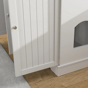 English Elm 39" White Mdf Cat Litter Box Enclosure Side Table with Storage Cabinet and Drawers T3971P404601