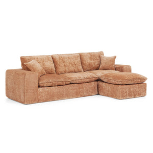 English Elm 107'' Boucle L-shaped Sectional with Reversible Chaise Deep Foam Seat Living Room Orange W1413S00171