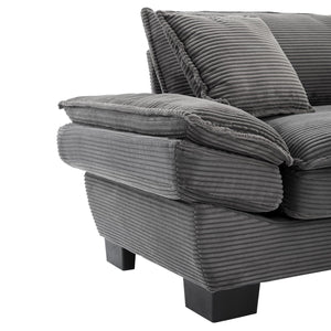 English Elm Corduroy Stylish Sleeper Sofa Loveseat with Dual-Layer Cushions & Two Support Pillows, Sturdy Frame Grey W676P184143