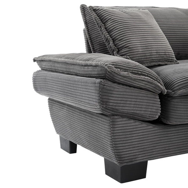 English Elm Corduroy Stylish Sleeper Sofa Loveseat with Dual-Layer Cushions & Two Support Pillows, Sturdy Frame Grey W676P184143