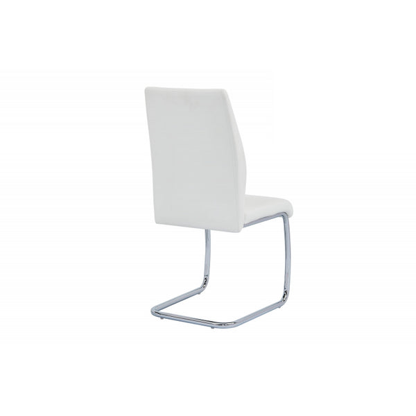 English Elm Contemporary Soft White Faux Leather Dining Chairs Set of 2 with Chrome Frame — Sleek Armless Seats for Home, Office, Kitchen B011P365515