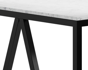 Sunpan Abel Counter Table - Contemporary Design with Stunning White Marble Top for Modern Interiors Black