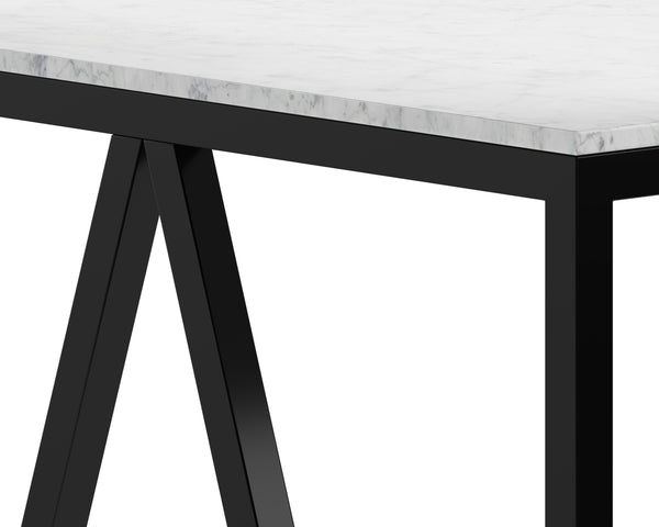Sunpan Abel Counter Table - Contemporary Design with Stunning White Marble Top for Modern Interiors Black