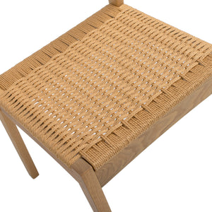 English Elm Jennifer Taylor Home - Capri Handcrafted Oak Dining Chair with Curved Back and Woven Natural Fiber Seat, Sculptural Elegance Brown B2719P395563