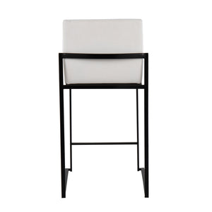 English Elm Fuji Contemporary High Back Counter Stool Set Of 2 In Black Steel & Velvet - Modern Luxury Seating B202P221954