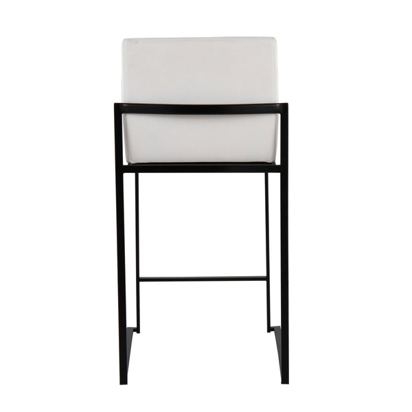English Elm Fuji Contemporary High Back Counter Stool Set Of 2 In Black Steel & Velvet - Modern Luxury Seating B202P221954