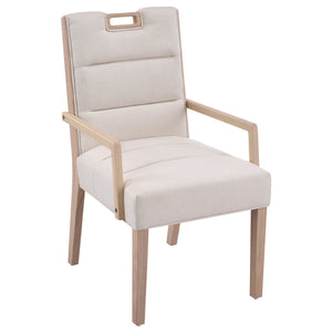 English Elm Upholstered Armchair Dining Chairs Rubberwood Frame Soft Padded Seat Set of 2 Beige,Natural N768P391161N