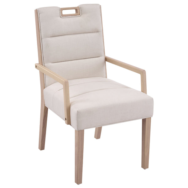 English Elm Upholstered Armchair Dining Chairs Rubberwood Frame Soft Padded Seat Set of 2 Beige,Natural N768P391161N