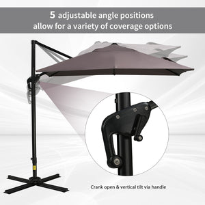 English Elm Outsunny 8Ft Cantilever Patio Umbrella With 360° Rotation, Adjustable Tilt, And Durable Design W2225P174152-GIGA