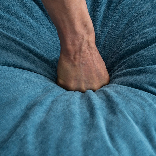 English Elm Convertible Convertible sofa with storage footstools, compact U-shaped 2-seater for small spaces, durable fabric comfort Lake Blue W2012P253357