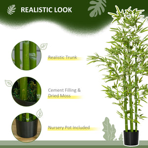 English Elm HOMCOM 5FT Artificial Bamboo Tree in Nursery Pot with 924 Realistic Leaves, Low-Maintenance Green Décor W2225P217276