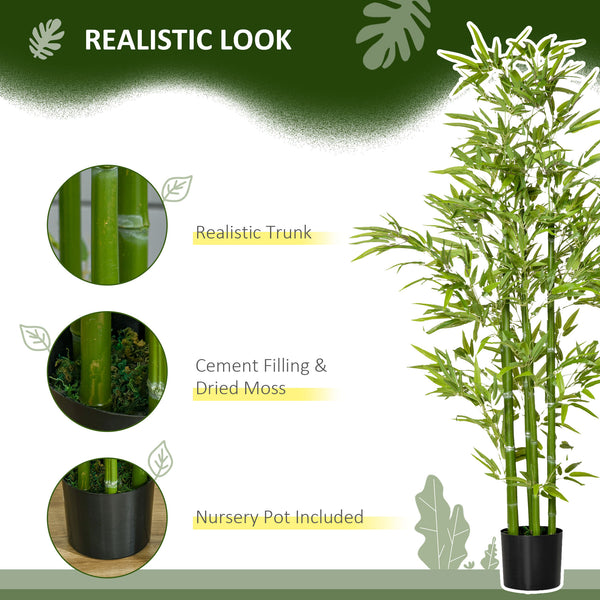 English Elm HOMCOM 5FT Artificial Bamboo Tree in Nursery Pot with 924 Realistic Leaves, Low-Maintenance Green Décor W2225P217276