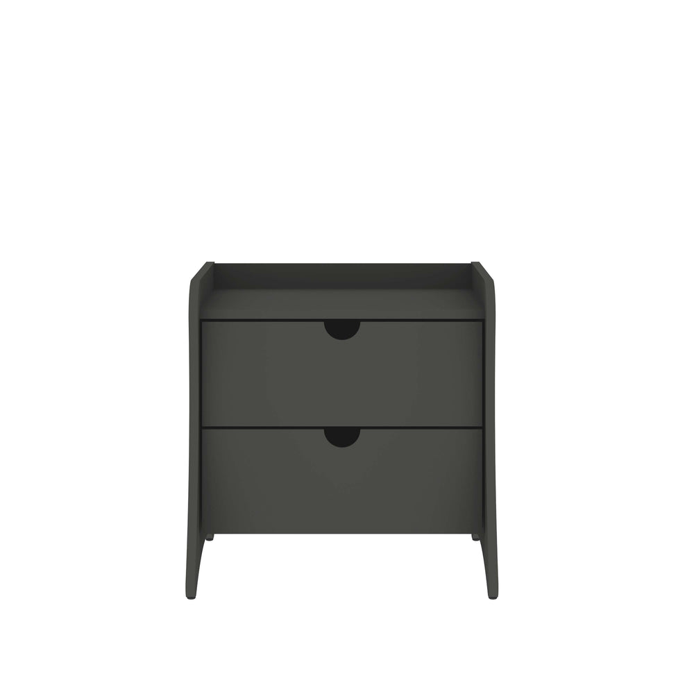 English Elm Coney 20" Nightstand with 2 Soft-Glide Drawers and Curved Panel Legs — Sleek Modern Bedroom Storage Charcoal grey B365P398136