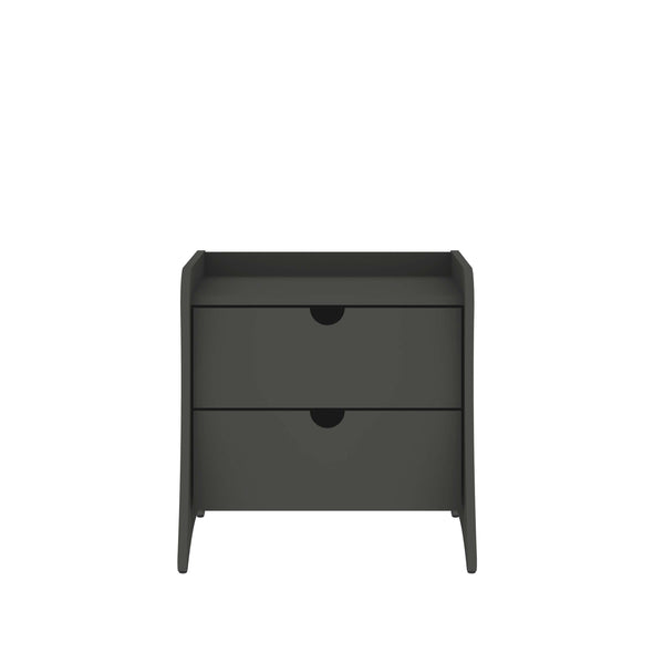 English Elm Coney 20" Nightstand with 2 Soft-Glide Drawers and Curved Panel Legs — Sleek Modern Bedroom Storage Charcoal grey B365P398136