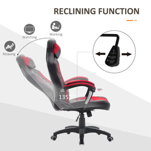 English Elm Homcom Racing Style Gaming Chair With 6-Point Massage, Heated Support, Adjustable Height & Recline W2225P217485