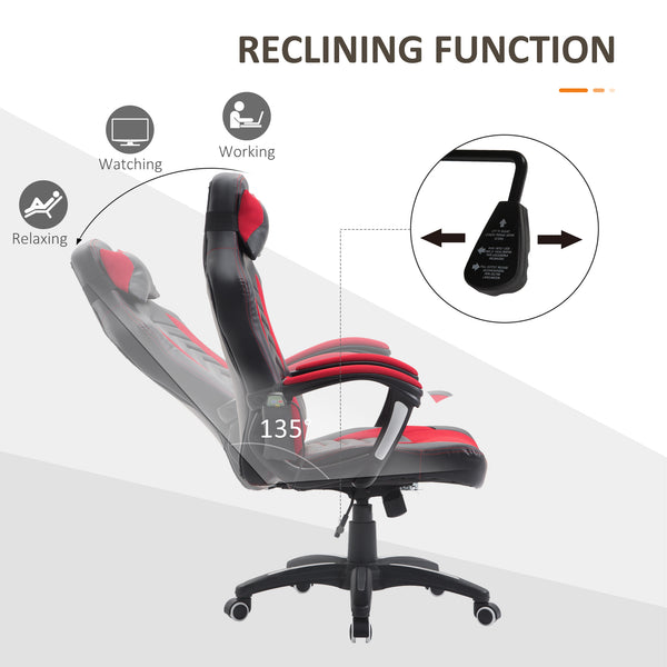English Elm Homcom Racing Style Gaming Chair With 6-Point Massage, Heated Support, Adjustable Height & Recline W2225P217485
