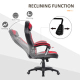 English Elm Homcom 6 Vibrating Point Massage Computer Gaming Chair 5 Modes, Racing Style Heated Desk Chair Swivel Rolling Chair With Headrest, Red / Black