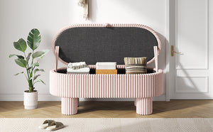 English Elm Modern Corduroy Upholstered Storage Bench with Lift Top Lid for Bedroom Entryway Pink N719P305624P