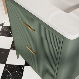 English Elm Fully Assembled 30'' Green Bathroom Vanity With Solid Wood & Engineered Marble Top - Elegant Storage Solution W1826P308974