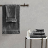 Madison Park Signature Luce Glam/Luxury 100% Egyptian Cotton 6 Piece Towel Set MPS73-477 Charcoal