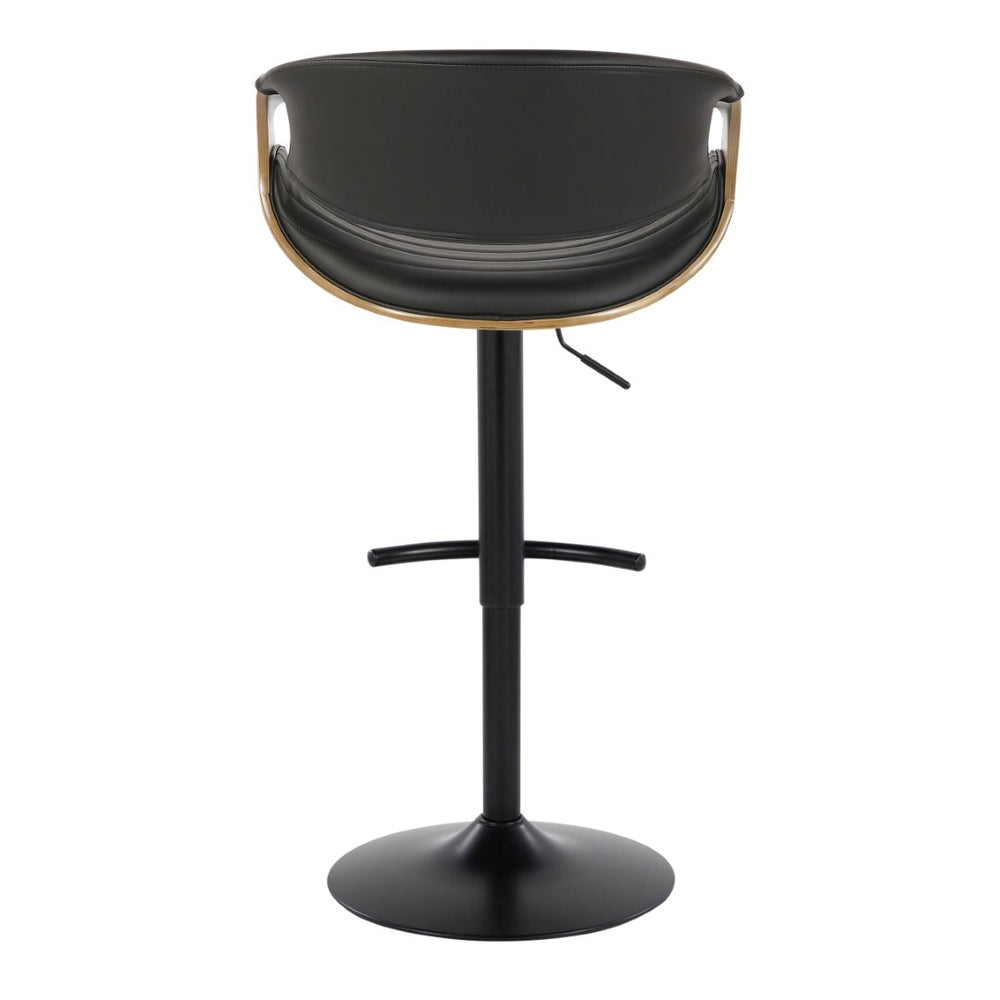 English Elm Symphony Mid-Century Modern Adjustable Barstool Set Of 2 With Swivel, Grey Wood & Faux Leather Comfort B202S01015-GIGA