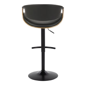 English Elm Symphony Mid-Century Modern Adjustable Barstool Set Of 2 With Swivel, Grey Wood & Faux Leather Comfort B202S01015-GIGA