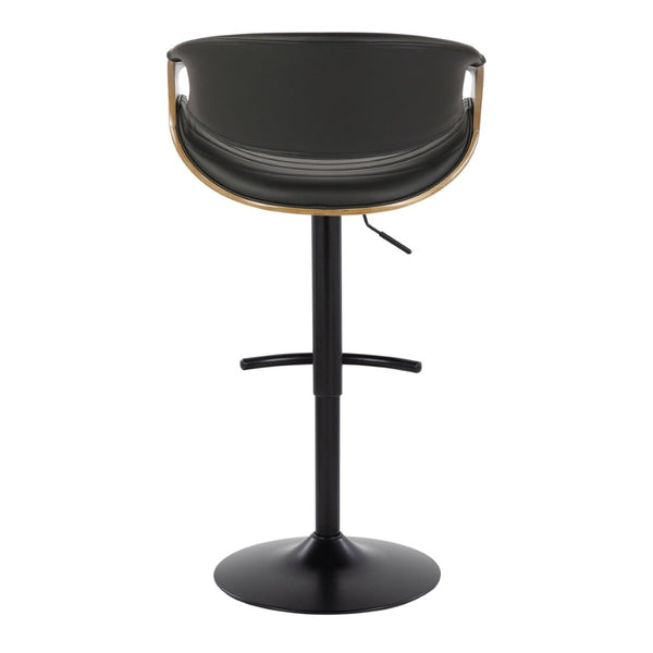 English Elm Symphony Mid-Century Modern Adjustable Barstool Set Of 2 With Swivel, Grey Wood & Faux Leather Comfort B202S01015-GIGA