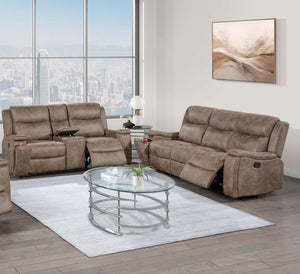 English Elm Modern Faux Leather Reclining Sofa Set with Cup Holders for Stylish Living Rooms B011S02426