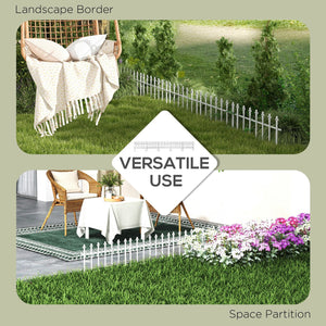 English Elm Outsunny White Powder Coated Steel Garden Border Fence Panels Flexible Landscape Edging W2225P174528