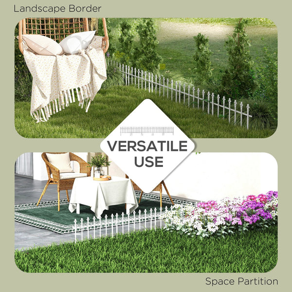 English Elm Outsunny White Powder Coated Steel Garden Border Fence Panels Flexible Landscape Edging W2225P174528