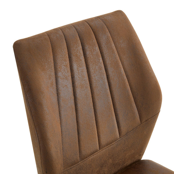 English Elm Set of 4 Brown Shell-Pattern Dining Chairs with Ergonomic Tech Fabric, Sturdy Metal Legs, 37" Brown+Black W1151P359591