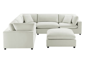 English Elm Caylie Modular 6-Piece Sectional In Ivory - Versatile Comfort, Family-Friendly, Plush Seating Solution B050S00030