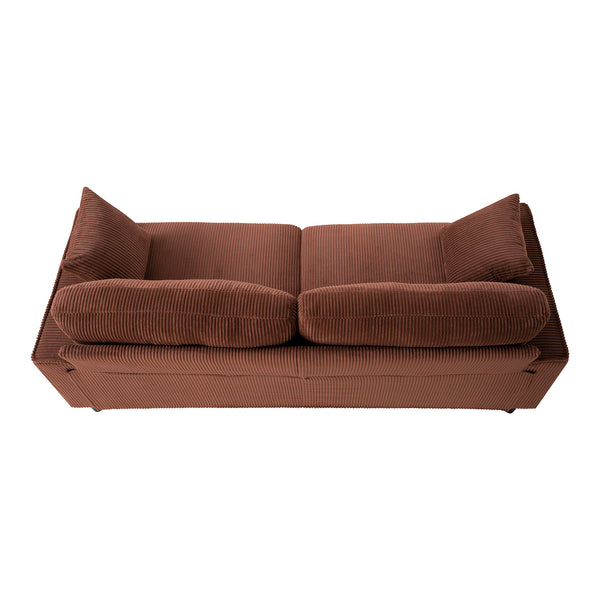 English Elm 81.8"corduroy Ribbed Upholstered 2-seater Sofa with Iron Wood Frame for Living Room Orange W5515P488193
