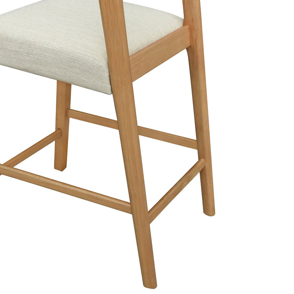 English Elm Christopher Knight Home® - Solid Rubber Wood Counter Stools Set Of 2 - Natural Oak & Beige Upholstery For Modern Comfort N771P292086Q