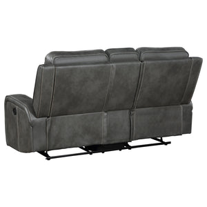 English Elm Forrest Grey 2-Piece Motion Reclining Sofa Set - Modern Faux Leather Channel Tufted Gray Comfort Lounge B062S01274