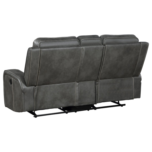 English Elm Forrest Grey 2-Piece Motion Reclining Sofa Set - Modern Faux Leather Channel Tufted Gray Comfort Lounge B062S01274