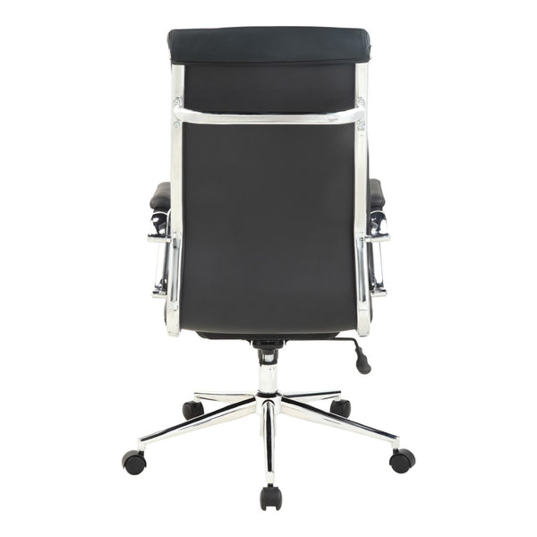 OSP Home Furnishings High Back Ergonomic Manager Chair with Antimicrobial Fabric Chrome Arms and Lumbar Support High Black 920350C-R107