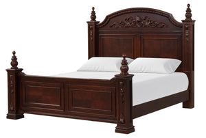 English Elm Lyndon Large-Scale Cherry Wood Poster Bed With Carved Accents For Elegant Bedroom Decor & Durability B078S00597