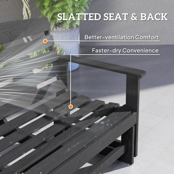 English Elm Double Outdoor Glider Bench Weatherproof Hdpe Slatted Farmhouse Porch Loveseat for Two Black T3971P459255