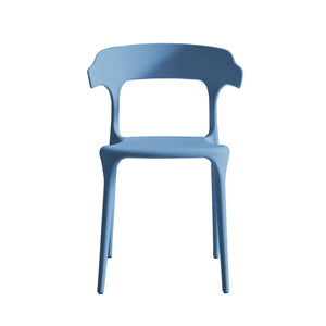 English Elm Stackable Plastic Chairs Set of 4 Blue & White | Heavy-Duty PP Seats, Waterproof, Easy-Clean, 150kg承 W3788P368768