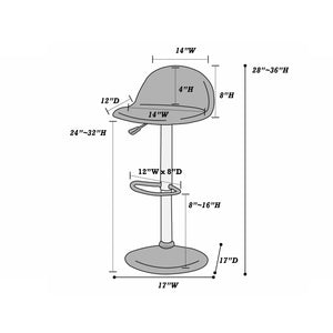 English Elm Adjustable Black PU Bar Stools Set of 2 – Chrome Base, Footrest, Height Adjustable Contemporary Seating SR011552