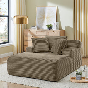 English Elm Single Frameless Velvet Lounge Chair Plush High Density Foam Accent Seat for Living Room Brown W487P420018