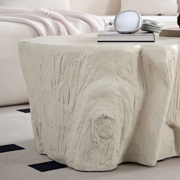 English Elm 48.62 Inch Organic Sculptural Fiberglass Coffee Table Ready to Use Modern Living Room W876P401274