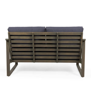 English Elm Christopher Knight Home® - 4 Acacia Outdoor Seating Set Dark Grey Cushions – 4-Person Slat Panel Sled Design, Water-Resistent 69678.00GDGRY-2_70137.00GDGRY