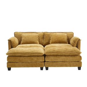 English Elm United Cozy Chenille Sofa For Two With Detachable Armrests, Footstools & Convenient Side Pockets W1568S00140-GIGA