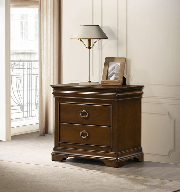 English Elm 3-drawer Nightstand Rubberwood Cherry Veneer with Crown Molding and Usb Charging B016P453488
