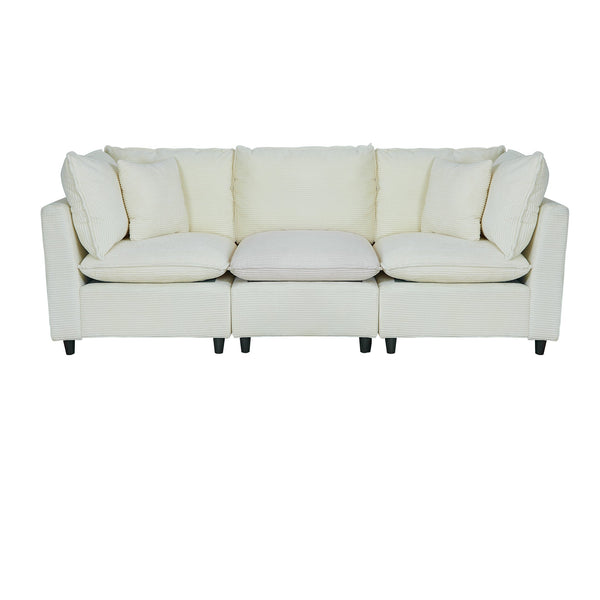 English Elm 2163bg-3p,left,right,middle Corduroy Modular Sectional Sofa 3 Piece Set for Living Rooms W308S00141